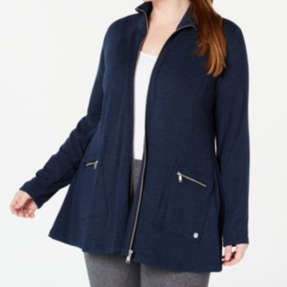 CALVIN KLEIN PLUS SIZE ZIP INDIGO HEATHER JACKET